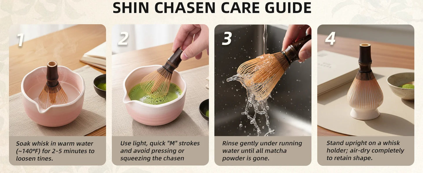 Shin Chasen Handmade Bamboo Matcha Whisk 100% Natural Bamboo Whisk Tea Brush Whisk Mixer Whisker For Making Ceremonial Grade