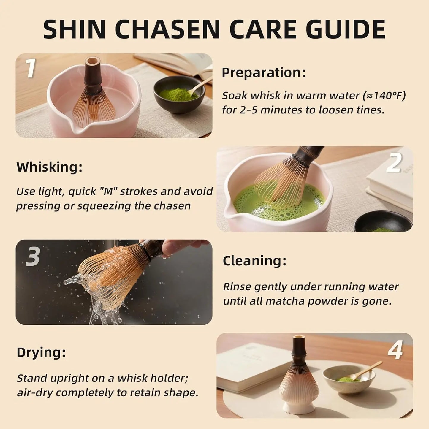 Shin Chasen Handmade Bamboo Matcha Whisk 100% Natural Bamboo Whisk Tea Brush Whisk Mixer Whisker For Making Ceremonial Grade