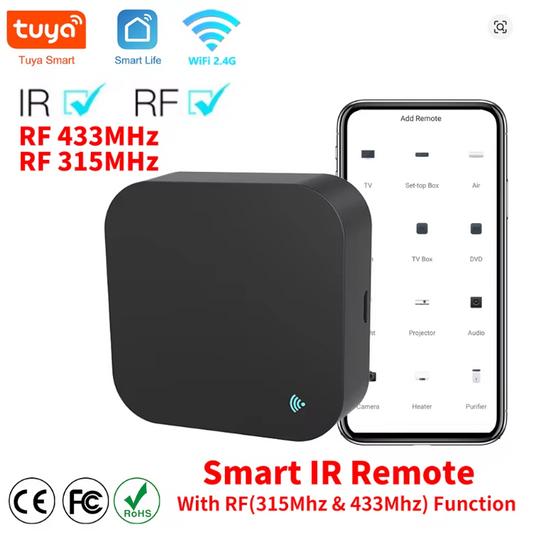 WiFi RF IR Remote Control 433MHz/315MHz For Smart Home Via SmartLife for Air Conditioner ALL TV Support Alexa, Google Home